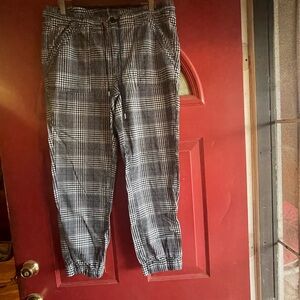 Men's Black and White Plaid Pants